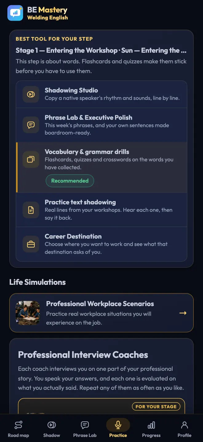 Welding English: Practice, with the best tool for today's step